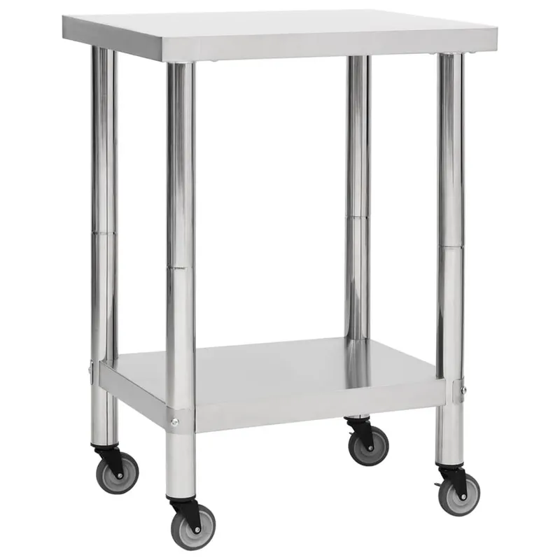 Küchen-Arbeitstisch con Rollen 60x30x85 cm acciaio inox