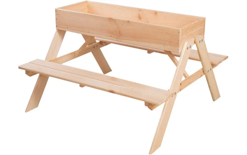 Esschert Design Picknicktisch with Sandkasten Holz 93 x 88 x 60 cm