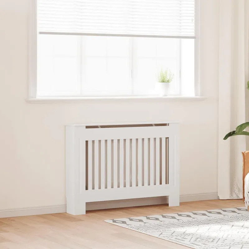Cache-radiateur 112 cm bois d'ingénierie Blanc