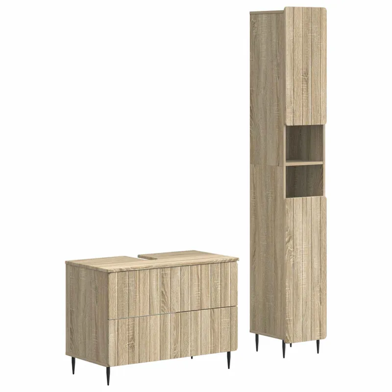 2-teiliges Badezimmer Schrank Set ZWOLLE Sonoma-Eiche