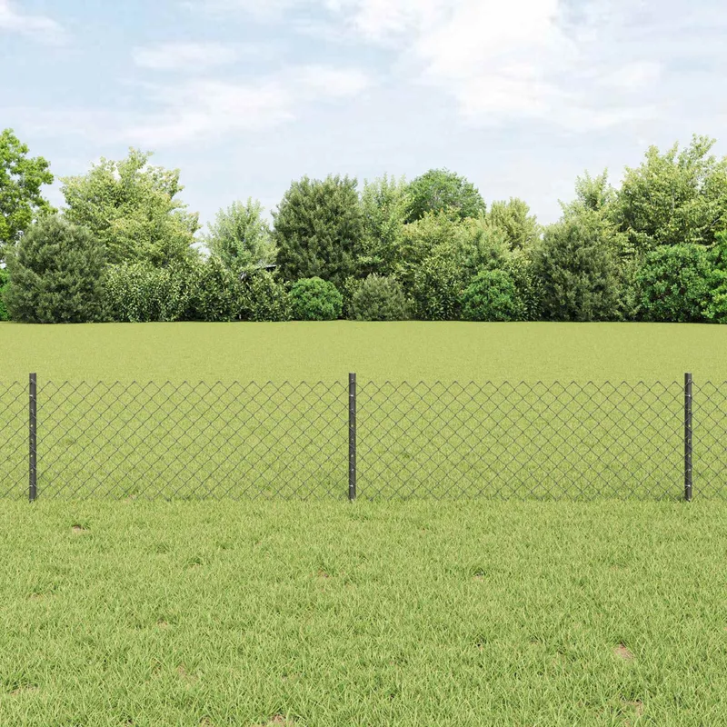 Maschendrahtzaun mit Pfosten 10 x 0,4 m PVC-beschichteter Stahl