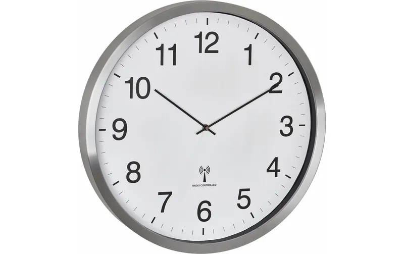 TFA Dostmann Funk-Wanduhr XXL Silber