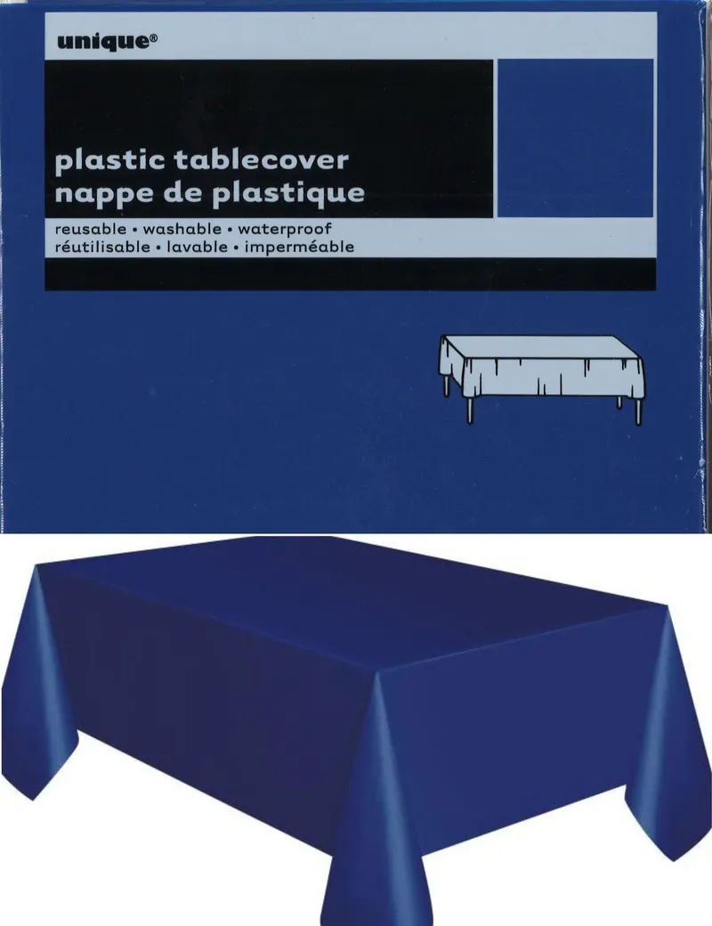 Blaue Plastik-Tischdecke
