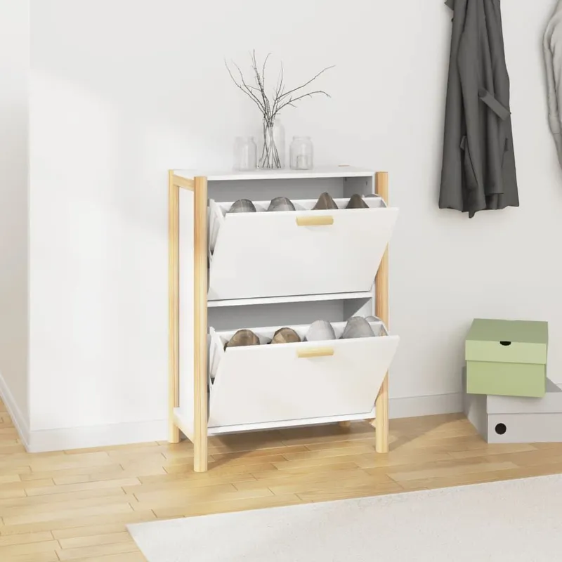 Schuhschrank bianco 57,5x33x80 cm derivato del legno