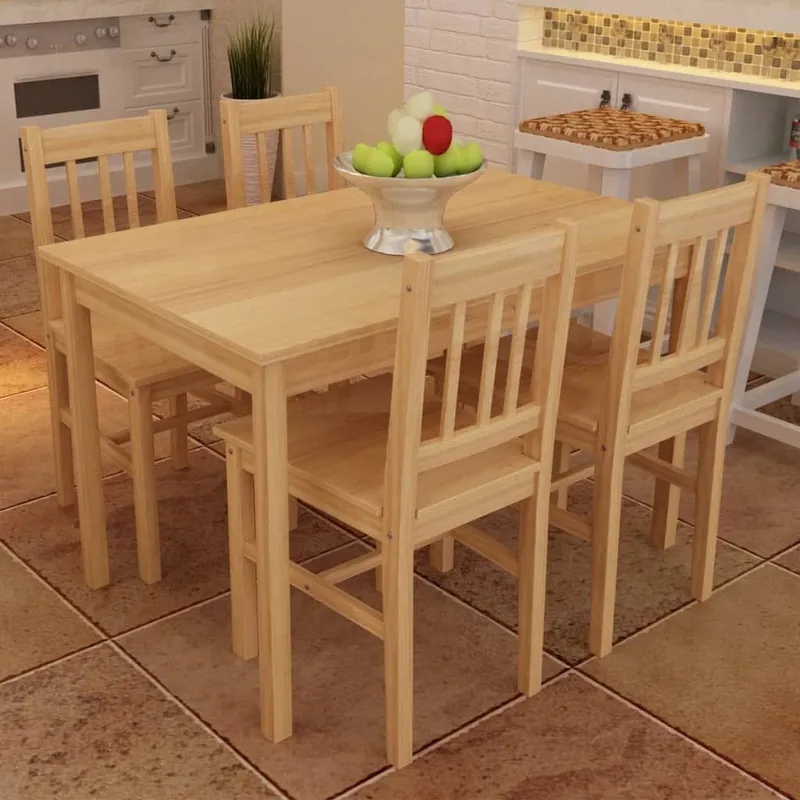 Esstisch Holztisch con 4 Holzstühlen Esszimmerset Essgruppe