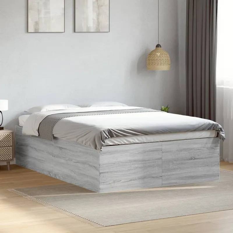 Bettgestell grigio Sonoma 120x190 cm derivato del legno
