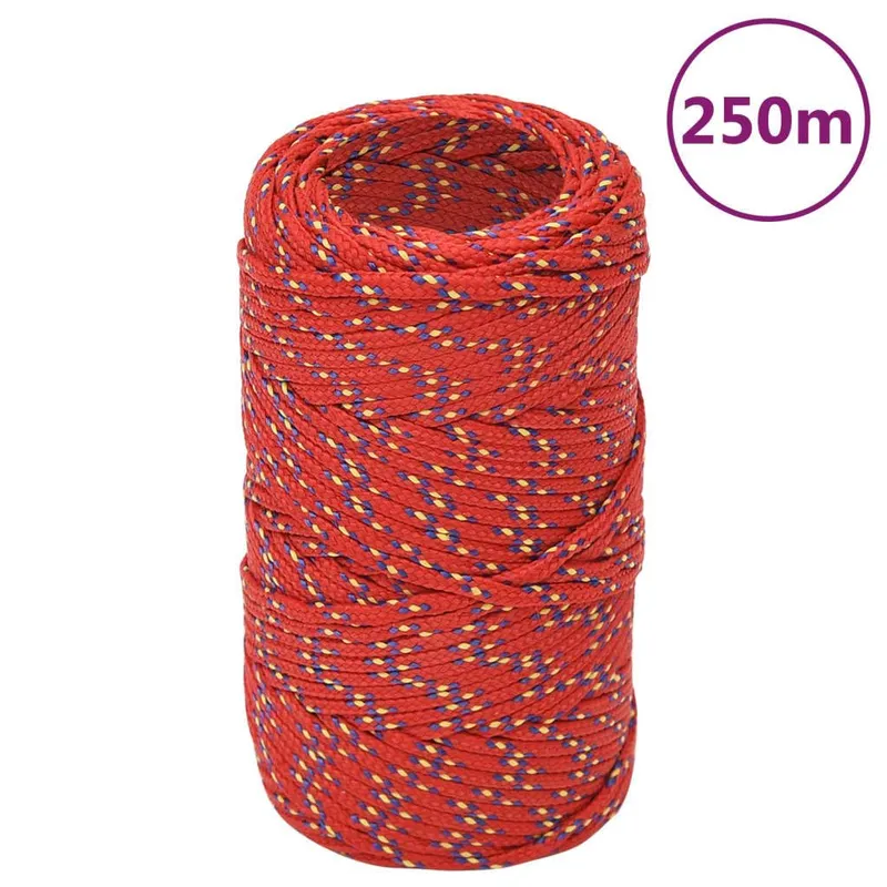 Corde de bateau Rouge 2 mm 250 m Polypropylène