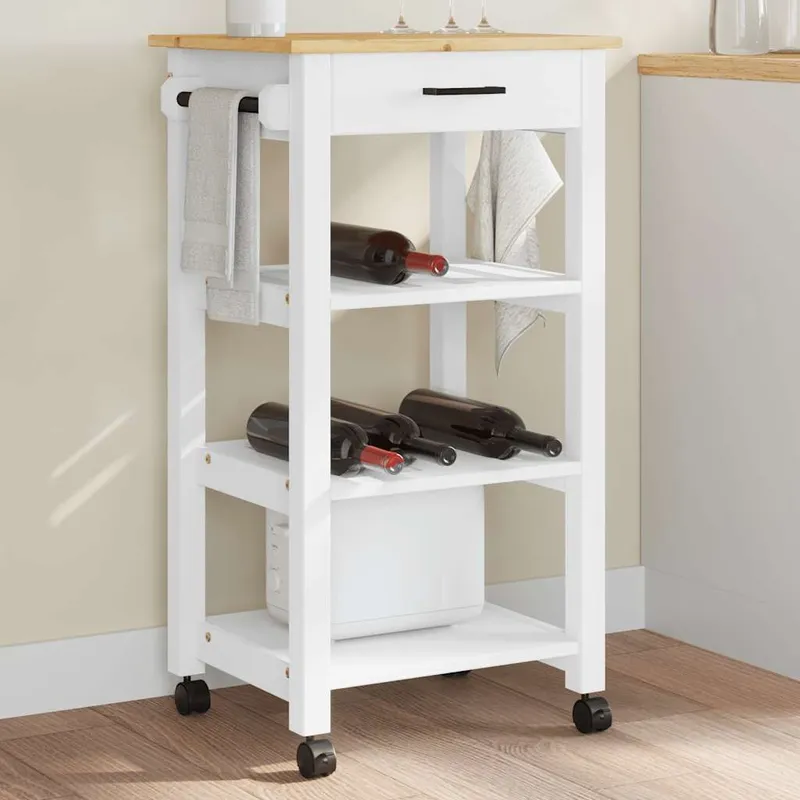Chariot de cuisine MONZA 48x40x88,5 cm bois massif de pin