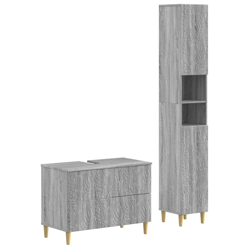 2-teiliges Badezimmer Schrank Set DELFT Sonoma-Grau