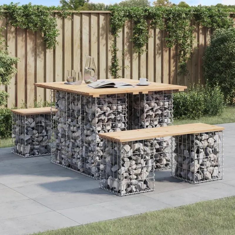 Table de jardin Gabion Design 100x102x72 cm Bois massif Pin