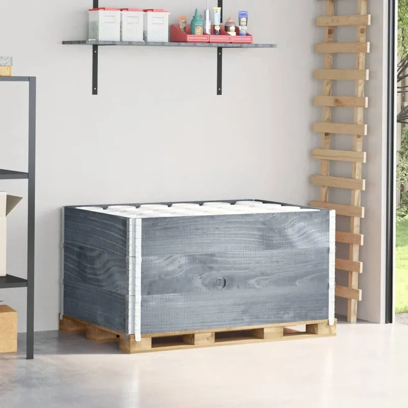 Paletten-Aufsatzrahmen 3 Stk. grigio 120x80 cm legno massiccio pino