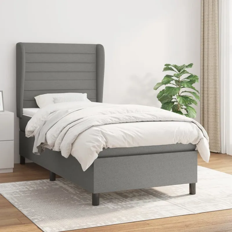 letto boxspring mit Matratze Dunkelgrau 80x200 cm tessuto