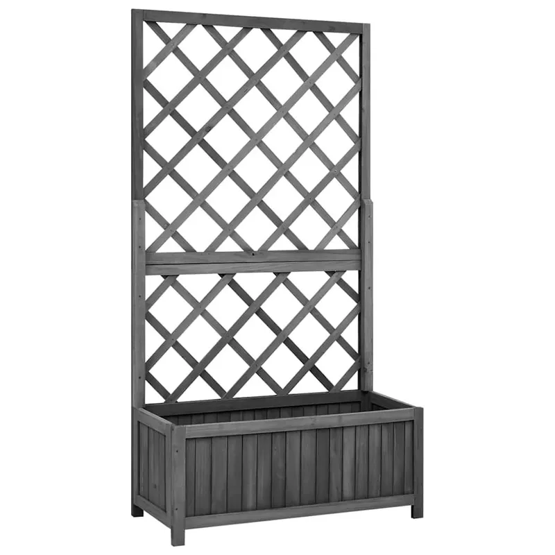 Garten-Spalier mit Blumenkasten black 70x30x135 cm Tannenholz