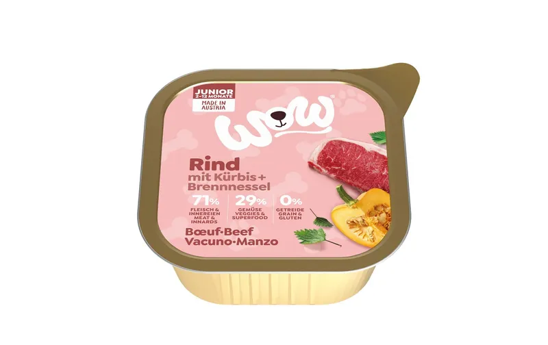 WOW Nassfutter Junior Rind Schale 150g