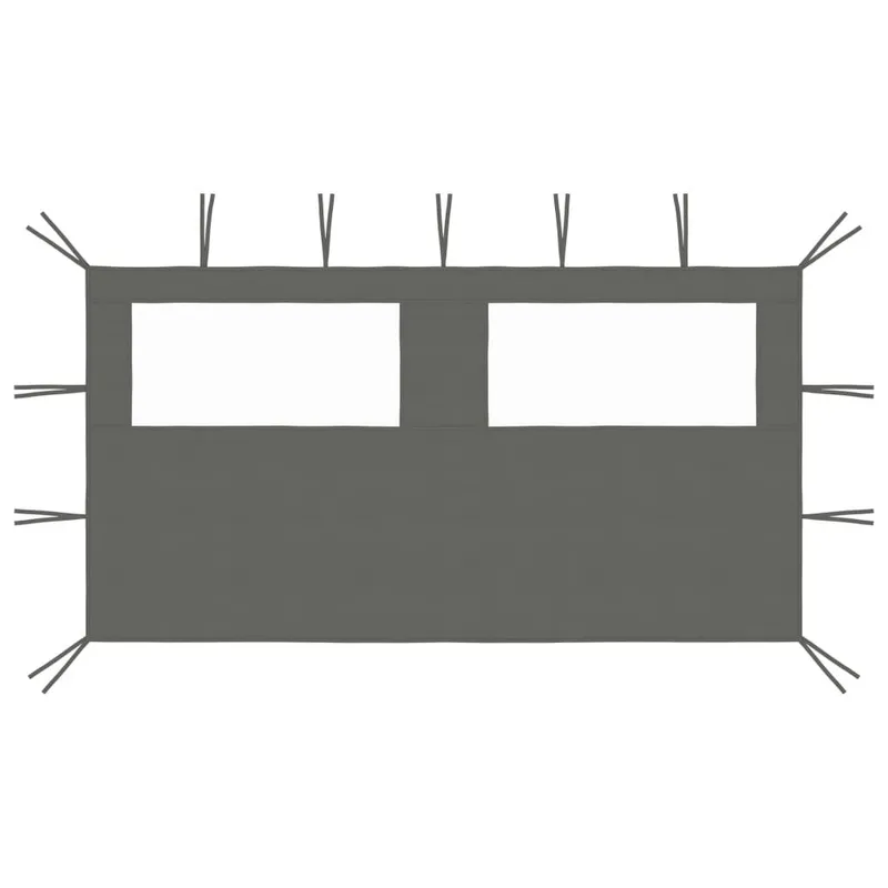 Pavillon-Seitenwand mit Fenstern 4x2 m antracite