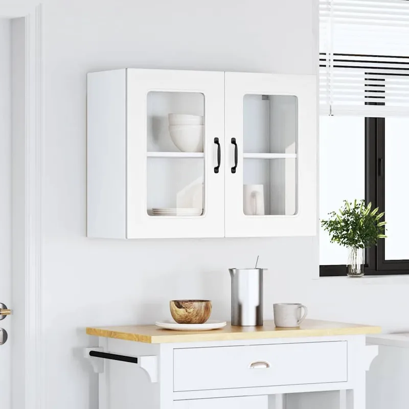 Küchen-Hängeschrank mit Glastür Kalmar Weiß Holzwerkstoff