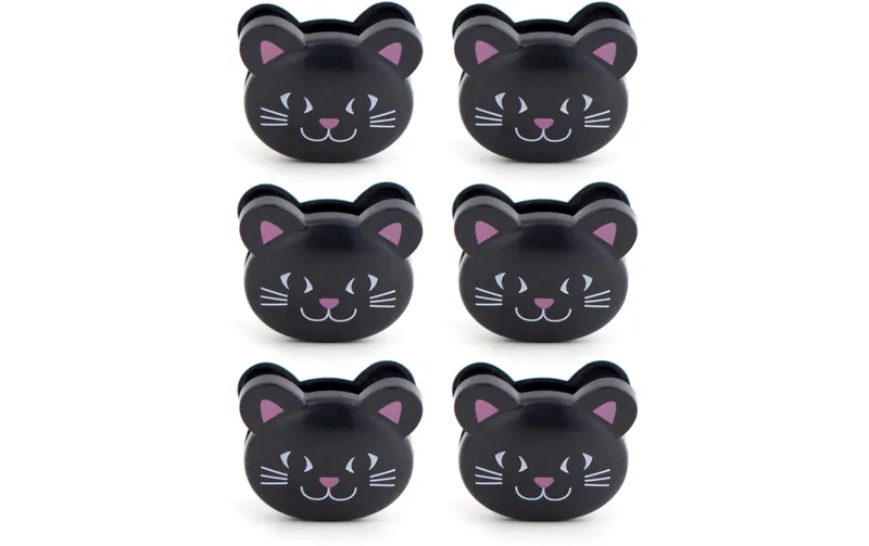 Kikkerland Verschlussclip Katze 6 pezzi, nero