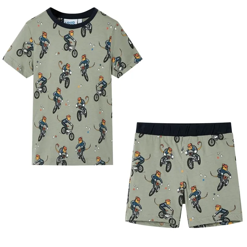 Pyjamas à manches courtes pour enfants kaki clair 104