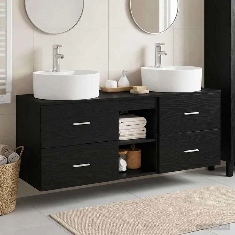 Badezimmerschrank-Set 3 stk. nero 49,5 x 44,5 x 65 cm