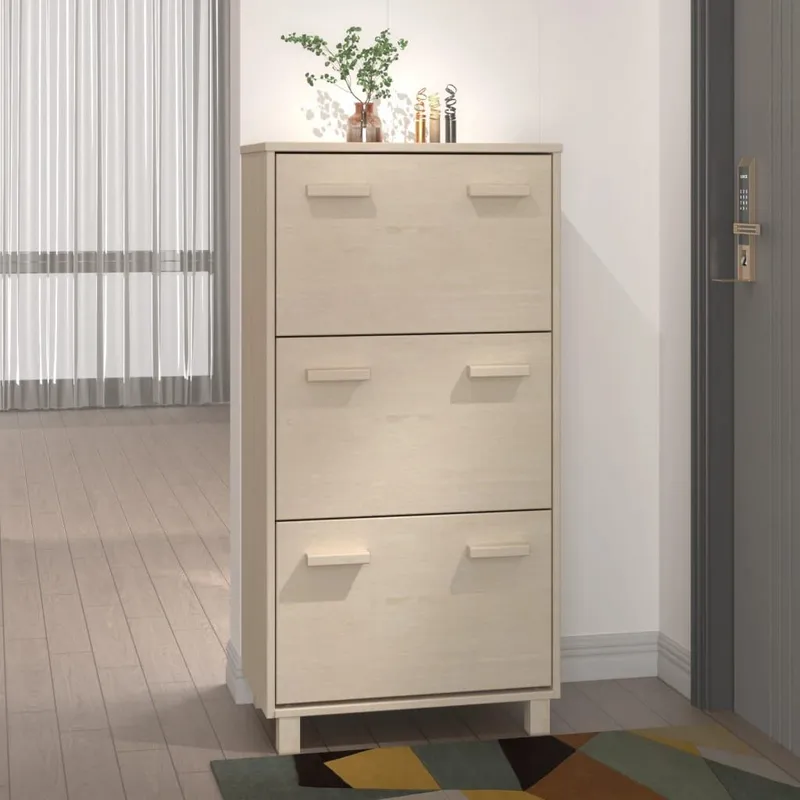 Schuhschrank HAMAR Honigbraun 59,5x35x117 cm legno massiccio pino