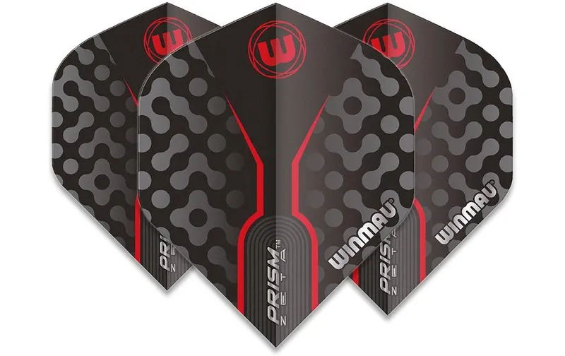 Winmau Dartflight Prism Zeta, Schwarz / Rot, 3 Stück