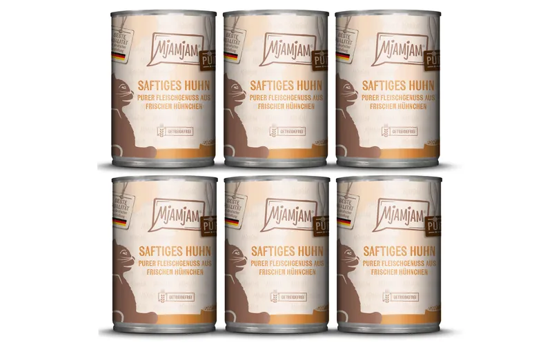 Mjamjam Nassfutter Dose Huhn pur, 6 x 400 g