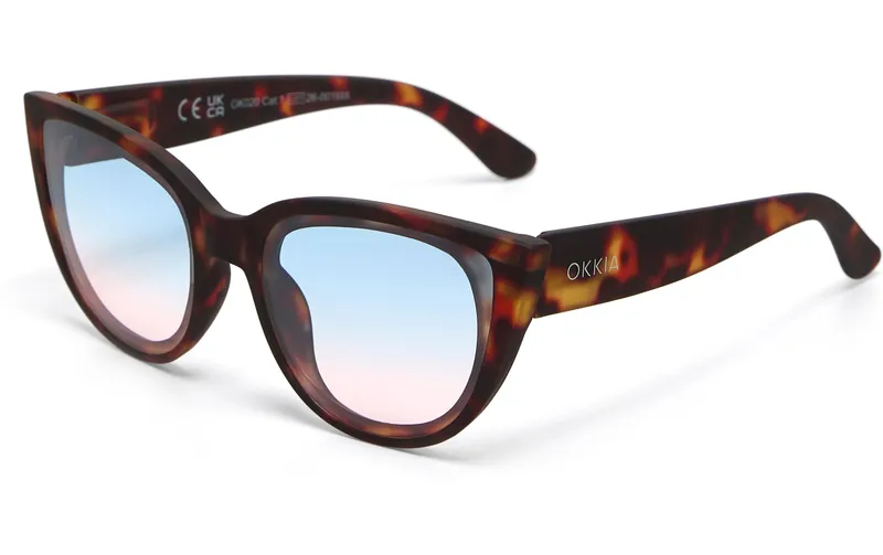 OKKIA Sonnenbrille Silvia Classic Havana, Blue Pink Lens