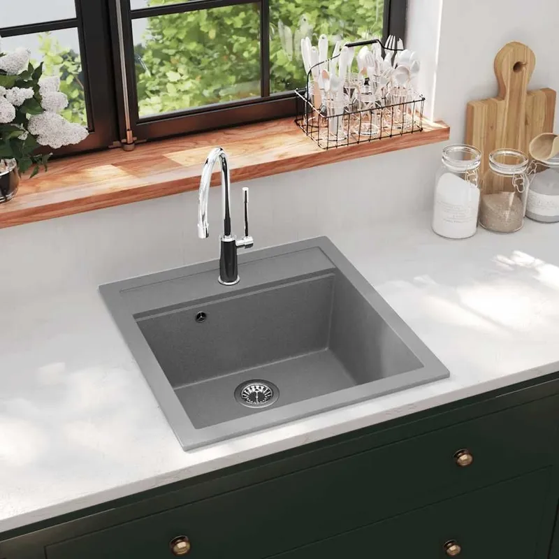 Granitspüle Einzelbecken grigio