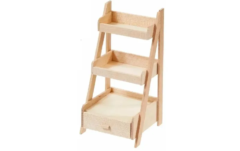 HobbyFun Mini-Möbel Treppenscaffale 5.1 x 5.1 x 10.9 cm, naturale
