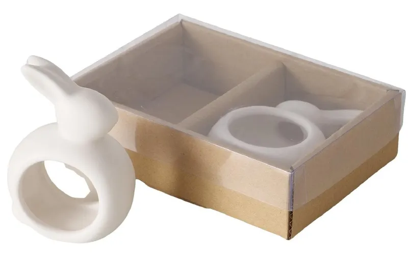 Boltze Porte-serviettes Lapin Mercy, 2 pièces, Céramique