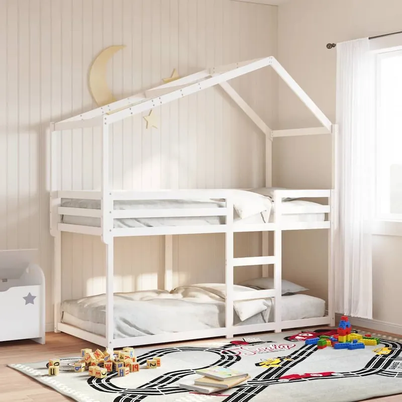 roof for childrenbed white 213x95,5x144,5 cm solid pine wood