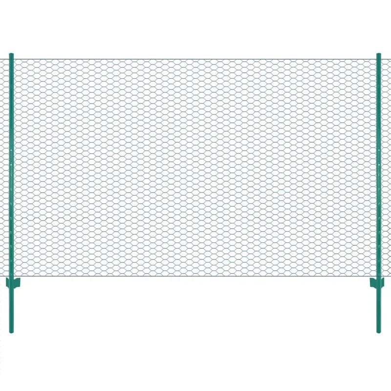 Maschendrahtzaun mit Pfosten Stahl 25 x 1,5 m Grün