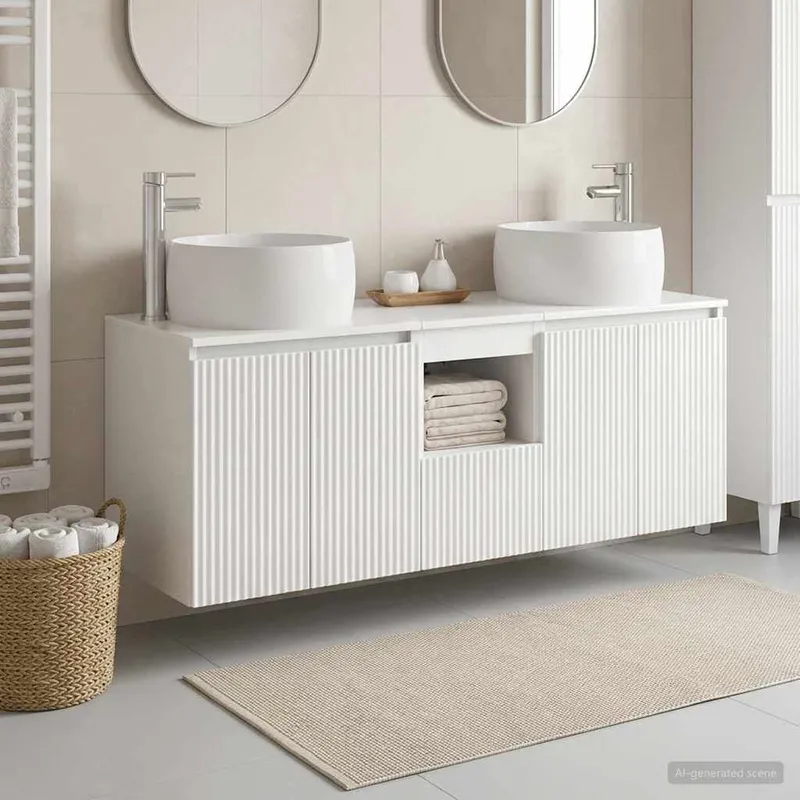 Badezimmerschrank-Set 3 stk. Hochglanz Weiß 49,5 x 44,5 x 66 cm