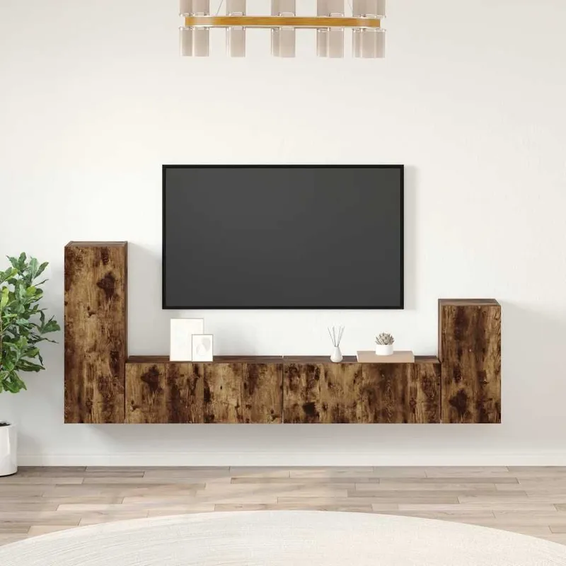 4-tlg. TV-Schrank-Set Räuchereiche derivato del legno
