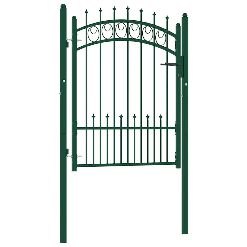 Portail de clôture EMMEN avec pointes en acier 104 x 109,5 cm vert