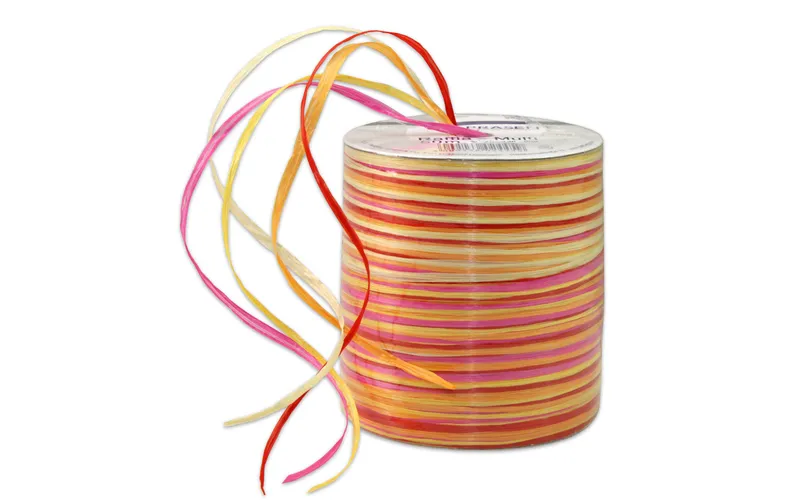 Pattberg Geschenkband Raffia Multi 50 m, Gelb/Orange/rouge/Rosa