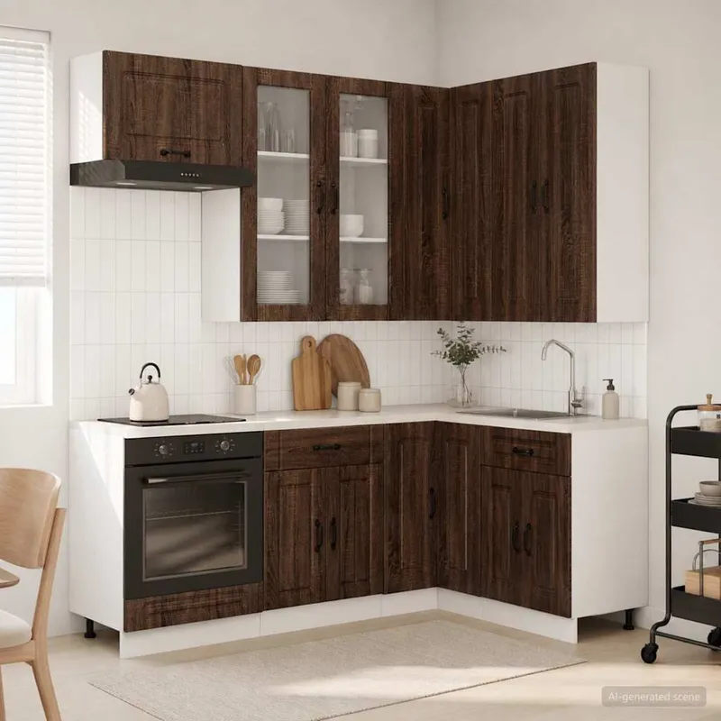 Kücheneinheit KALMAR 8 stk. Brauneiche Holzwerkstoff