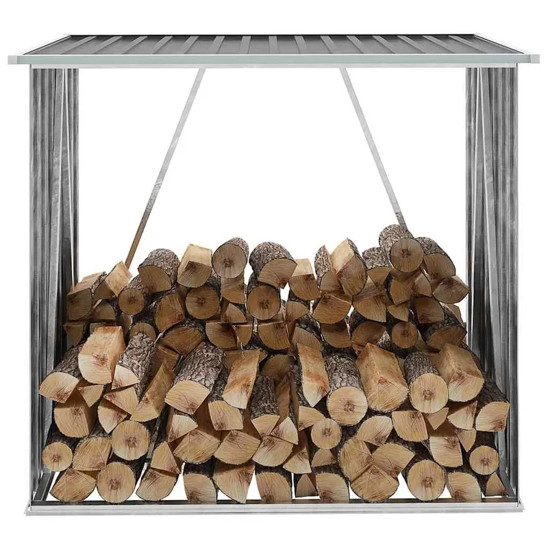 Abri de stockage de bois Acier galvanisé 163x83x154 cm Gris
