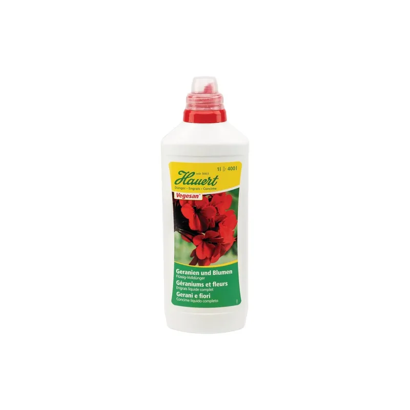 Hauert Flüssigdünger Vegesan für Geranien und Blumen, 1 l