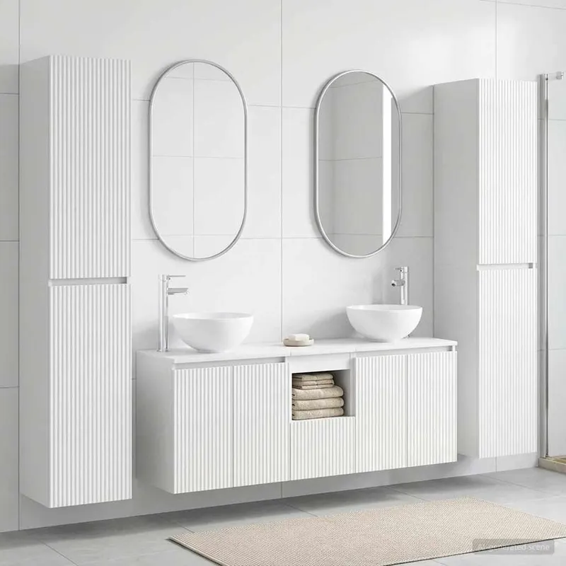 Badezimmermöbel-Set 5 stk. Hochglanz bianco 33 x 34,5 x 160 cm