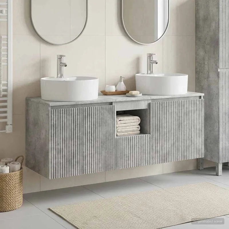 Ensemble d'armoire de salle de bain 3 pc Gris béton