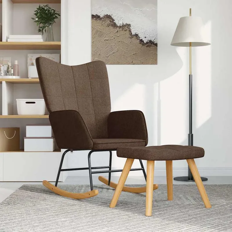 Schaukelsessel mit Hocker brown fabric