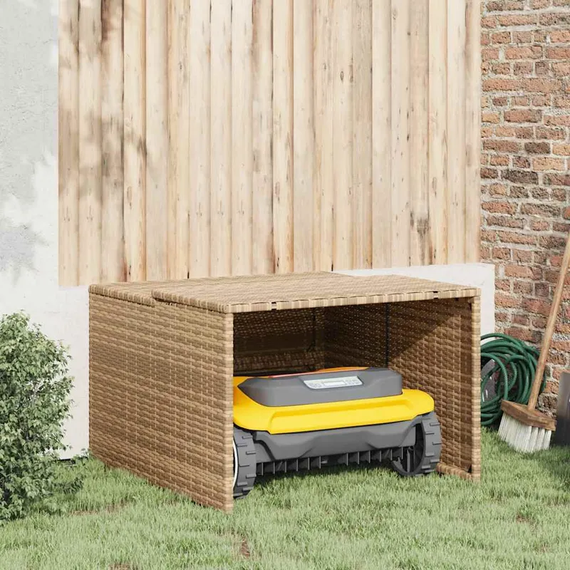 Mähroboter-Garage Beige 86x90x52/57 cm Poly Rattan