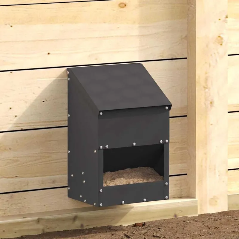 Hühnerfütterer Schwarz 21 x 16 x 33 cm 3 kg Kaltgewalzter Stahl