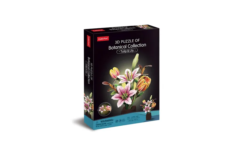 CubicFun Puzzle Pflanzentopf Tulpe and Lilie 3D, 103 Teile