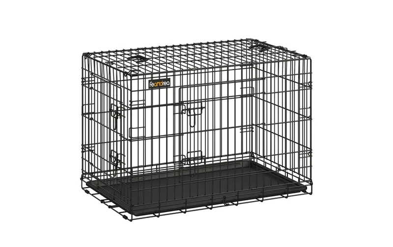 Feandrea Hundekäfig mit 2 Türen, 92.5 x 57.5 x 64 cm, nero