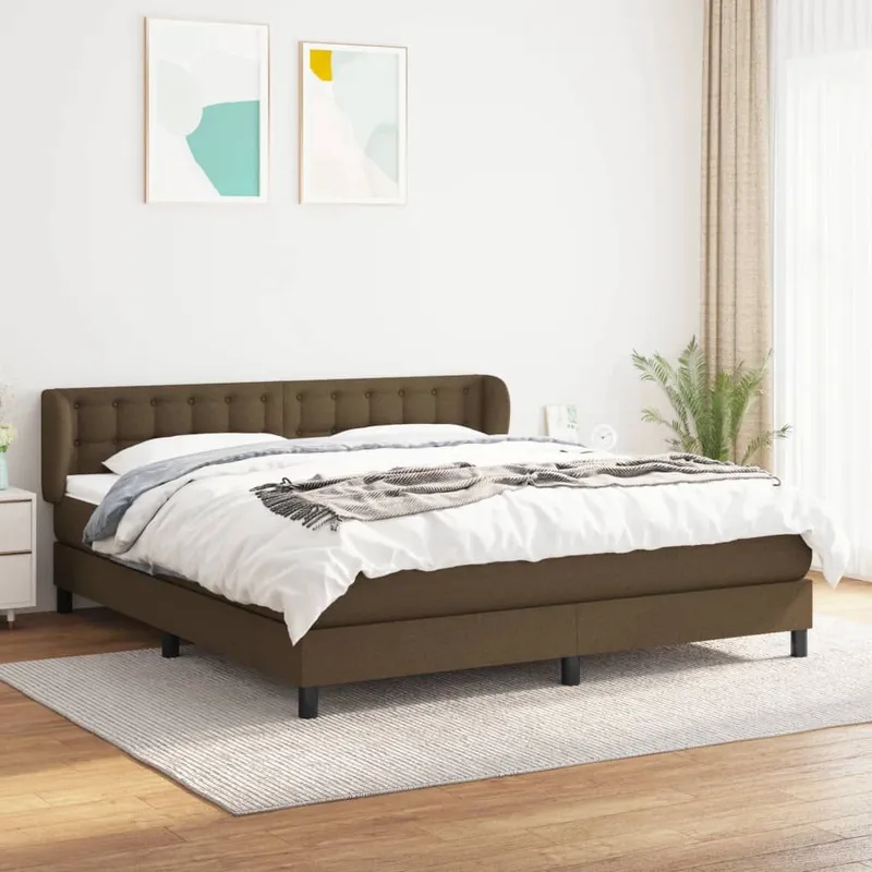 letto boxspring mit Matratze Dunkelbraun 160x200 cm tessuto