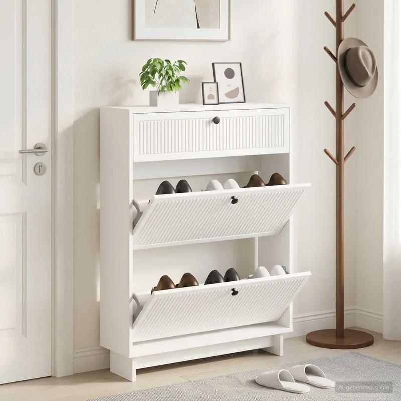 Schuhschrank EDE 78 x 24 x 103 cm Holzwerkstoff Weiß