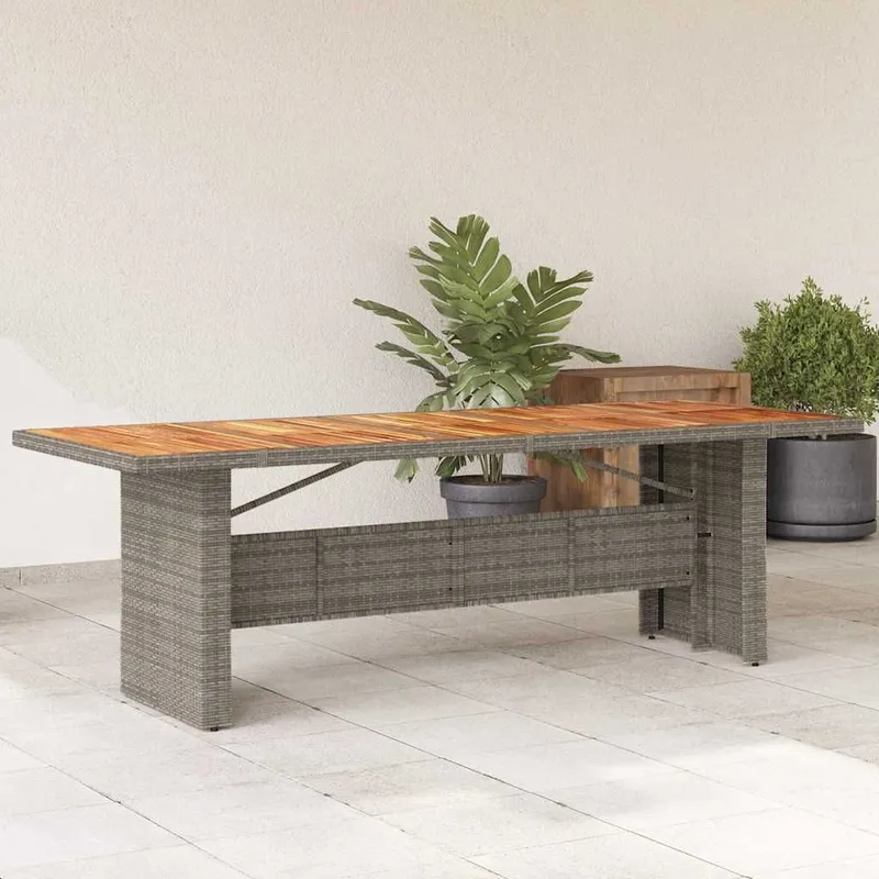Gartentisch mit Akazienholz-Platte grigio 240x90x75cm Poly Rattan