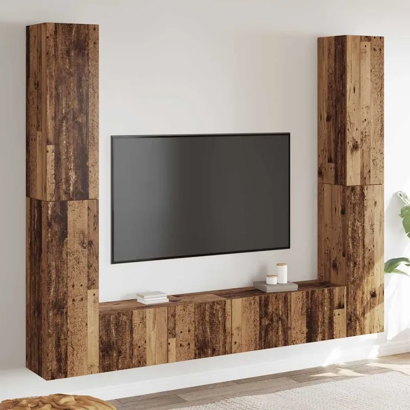 TV-Wandschränke 6 Stk. Altholz-Optik derivato del legno